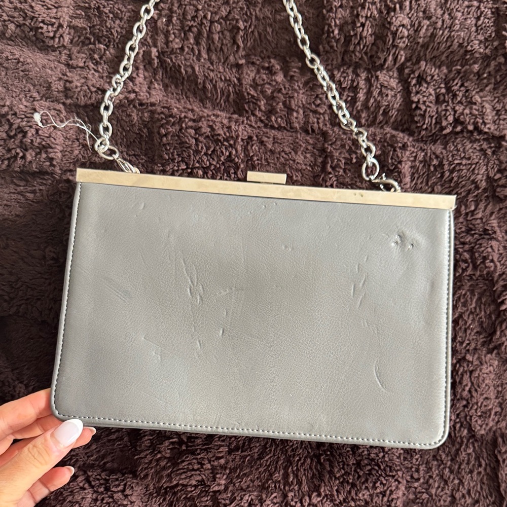 Elegant Gray Chain Strap Clutch